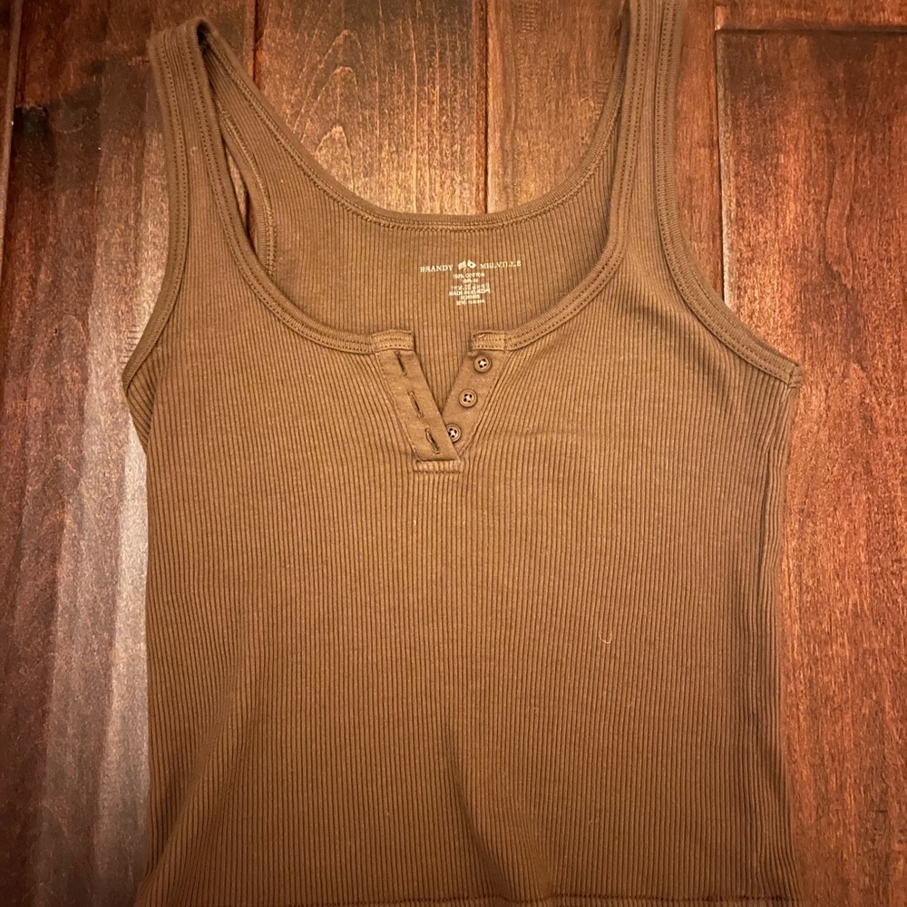 Brandy Melville brown tank top with button up.